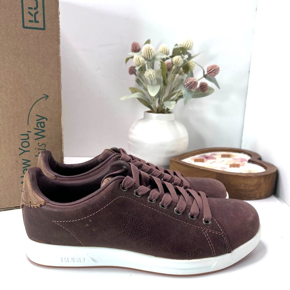 Kuru ROAM Leather Lace Up Sneaker Clove Brown Men 9M NWB Plantar Fasciitis